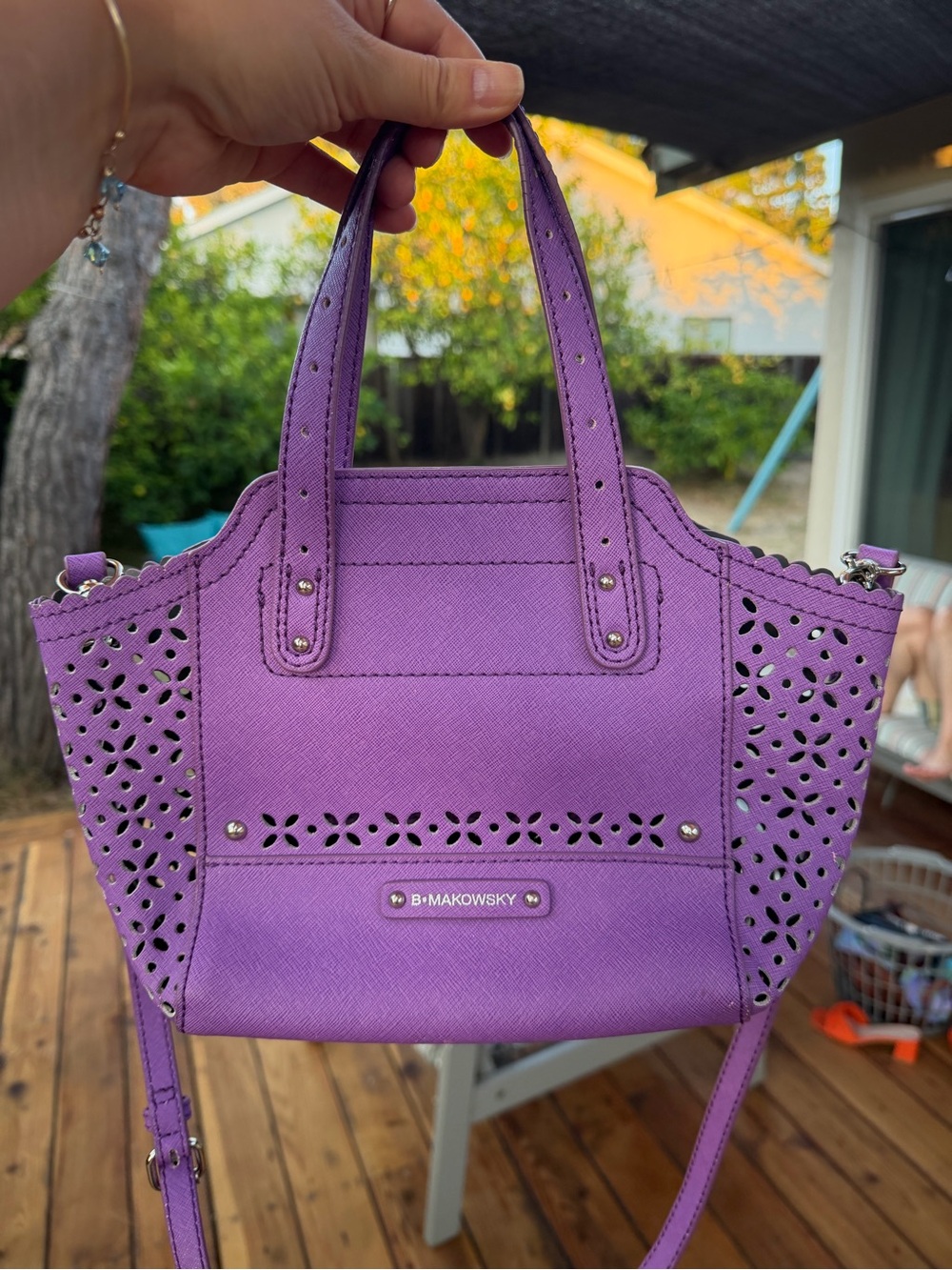 B. Makowsky Perforated Saffiano Mini Tessa Leather Tote